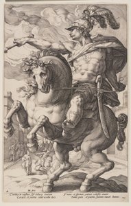 Marcus Curtius na koniu, z filmu "The Roman Heroes autorstwa Hendrick Goltzius