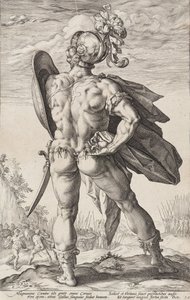 Marek Waleriusz Korwus (Bohaterowie rzymscy, plansza 6) autorstwa Hendrick Goltzius