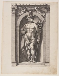 Merkuriusz, z Ośmiu pogańskich bogów autorstwa Hendrick Goltzius