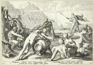 Neptun planuje zagładę ludzkości autorstwa Hendrick Goltzius