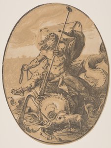 Oceanus, z Bóstwa autorstwa Hendrick Goltzius