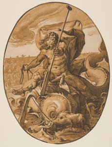 Oceanus, z Bóstwa autorstwa Hendrick Goltzius