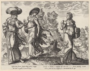 Orpa opuszcza Noemi i Rut Historia Rut (tytuł serii) autorstwa Hendrick Goltzius