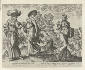 Orpa opuszcza Noemi i Rut Historia Rut (tytuł serii) autorstwa Hendrick Goltzius