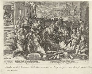 Paul zostaje ugryziony przez żmiję na Malcie Dzieje Apostolskie (tytuł serii) Acta Apostolorum (tytuł serii) autorstwa Hendrick Goltzius