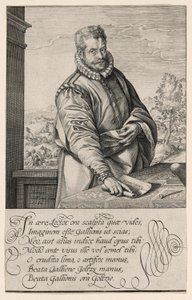 Philips Galle (1537-1612), uczeń Coornherta z Haarlem, grawer i wydawca w Antwerpii od 1570; Chrzest eunucha w tle po lewej stronie autorstwa Hendrick Goltzius