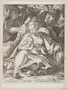 Odpocznij w locie do Egiptu pod wiśniowym drzewem autorstwa Hendrick Goltzius