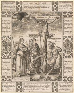 Satisfactio Christi, plansza 3 z serii „Alegorie wiary chrześcijańskiej” autorstwa Hendrick Goltzius