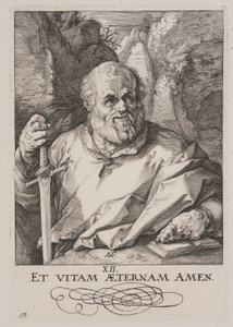Święty Maciej, od Chrystusa, Apostołów i świętego Pawła z Credo autorstwa Hendrick Goltzius