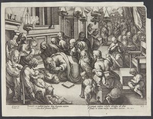Św. Paweł podniósł Eutychusa autorstwa Hendrick Goltzius