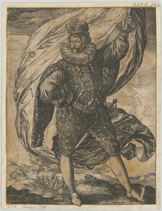 Stojący chorąży, z głową zwróconą w lewo autorstwa Hendrick Goltzius