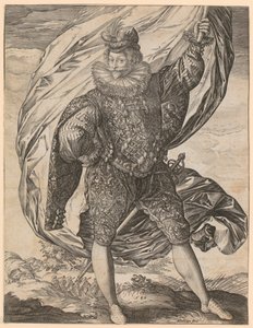 Stojący chorąży, z głową zwróconą w lewo autorstwa Hendrick Goltzius