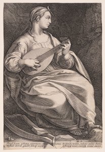 Terpsichore, muza tańca, z Dziewięciu muz autorstwa Hendrick Goltzius