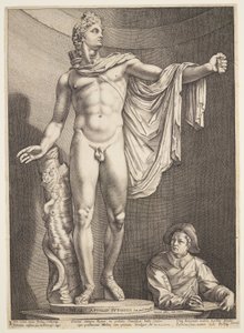 Apollo z Belvedere, z trzech słynnych antycznych posągów w Rzymie autorstwa Hendrick Goltzius