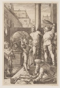 Biczowanie, z Męki Pańskiej autorstwa Hendrick Goltzius