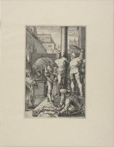 Biczowanie, płyta szósta z Męki Pańskiej autorstwa Hendrick Goltzius