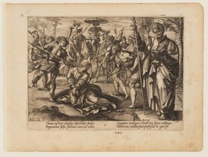 Męczeństwo św. Tomasza, z książki Męczeństwo Chrystusa i Apostołów autorstwa Hendrick Goltzius