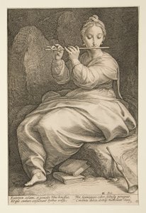 Dziewięć Muz: Euterpe, nr 6 z serii 9 autorstwa Hendrick Goltzius