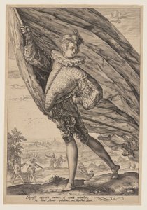 Niosący sztandar autorstwa Hendrick Goltzius