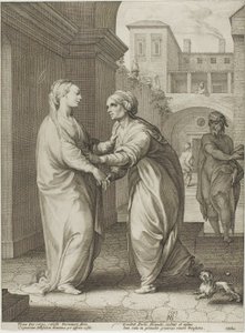 Nawiedzenie, plansza druga z książki Narodziny i wczesne życie Chrystusa autorstwa Hendrick Goltzius
