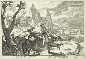 To być przestraszone przez lwa! autorstwa Hendrick Goltzius
