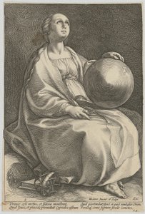 Urania, arkusz 9 z serii „Dziewięć muz” autorstwa Hendrick Goltzius