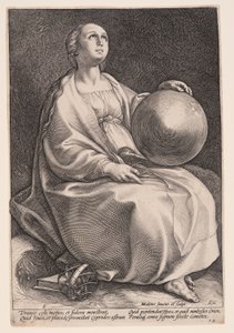 Urania, muza astronomii, z Dziewięciu muz autorstwa Hendrick Goltzius