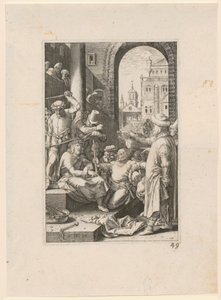„Drwina z Chrystusa”, arkusz 7 z cyklu „Męka Pańska” autorstwa Hendrick Goltzius