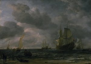Statki na wietrze u wybrzeży Holandii autorstwa Hendrick Jacobsz Dubbels