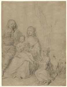 Grupa rodzinna składająca się z rodziców i dwóch córek autorstwa Hendrick Martensz. Sorgh (attributed to)