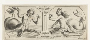 Dwie komory, w każdej tryton Nouveau Livre des Dieux et Deeßes De la Marine Bouckje of Sea Gods and Goddesses (tytuł na obiekcie) Nouveau Livre des Dieux et Deeßes De la Marine Bouckje of Sea Gods and Goddesses (tytuł serii) autorstwa Hendrick de Keyser (I)