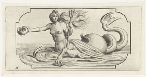 Postać kobieca z trójzębem Neptuna Nouveau Livre des Dieux et Deeßes De la Marine Bouckje of Sea Gods and Goddesses (tytuł serii)