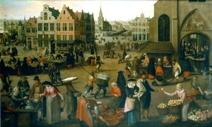 „Widok na rynek”, c1570-1603 autorstwa Hendrick van Steenwijck the Elder