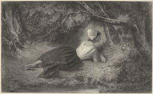 Dziewczyna leżąca pod drzewami nad wodą autorstwa Hendrik Adriaan Christiaan Dekker
