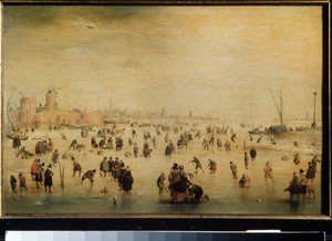 „Łyżwiarze” (scena zimowa) (holenderski) Obraz Hendricka Avercampa (1585-1634) ok. 1615 r. Moskwa, Muzeum Sztuk Pięknych im. Puszkina