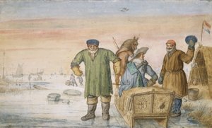 Dwóch starców obok sań z herbami Amsterdamu i Utrechtu, 1620-33
