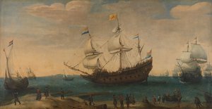 Liczba mieszkańców Indii Wschodnich u wybrzeży (Mauritius i inni mieszkańcy Indii Wschodnich wypływający z Marsdiep) autorstwa Hendrick Cornelisz. Vroom