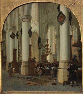 Widok wnętrza kościoła św. Bawona w Haarlemie podczas mszy, 1666 r.