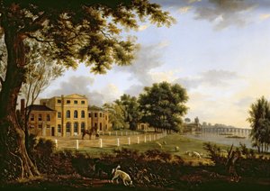 Widok Chelsea Farm z Tamizą i Battersea Bridge, 1790