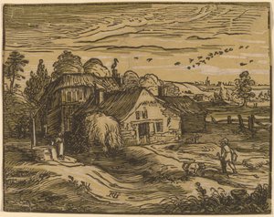 Krajobraz z domem wiejskim autorstwa Hendrik Goltzius