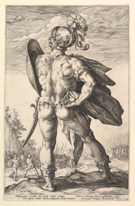 Marcus Valerius, z serii Bohaterowie rzymscy, 1586. autorstwa Hendrik Goltzius