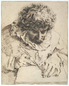 Portret Gillisa van Breena, 1568-1617 (pióro i pędzel) autorstwa Hendrik Goltzius