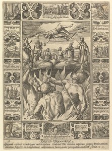 Punitio Tirannorum, z Alegorii Wiary Chrześcijańskiej, z Alegora Chrześcijańskiego i Profanicznego.... autorstwa Hendrik Goltzius