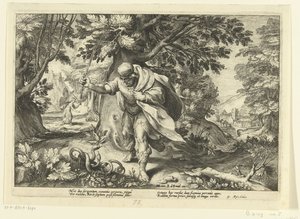 Teiresias pokonuje dwa godowe węże, z Metamorfoz Owidiusza autorstwa Hendrik Goltzius