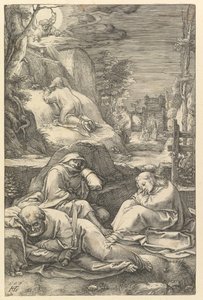 Agonia w ogrodzie, z Męki Chrystusa, 1597. autorstwa Hendrik Goltzius