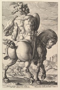 Tytus Manliusz z serii Bohaterowie rzymscy, 1586. autorstwa Hendrik Goltzius