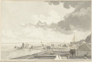 Zalany Ooijpolder z Persingen w oddali, 1809 autorstwa Hendrik Hoogers (signed by artist)