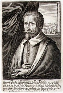 Autoportret, płyta 108 z serii portretów artystów, sztychowany przez Frederika Bouttatsa II (fl.1643-76) (ryta) autorstwa Hendrik I (after) Hondius