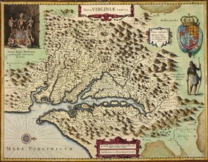 Mapa Wirginii (ręcznie barwiony grawerunek)