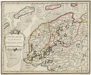 Mapa Fryzji Nowa mapa prowincji Fryzja (tytuł na obiekcie) autorstwa Hendrik Kloekhoff